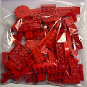 Genuine LEGO Bulk Lot - Bag of 100 Red Pcs Various Szes & Shapes-No Mini Figs